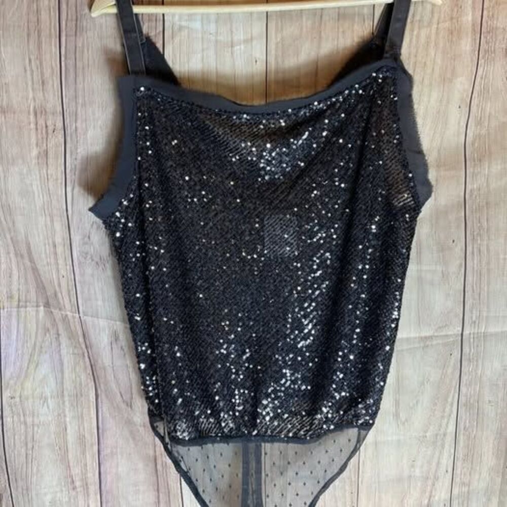 Free People Bodysuit Womens Medium Sequin Spark Party Event Concert 170/96A